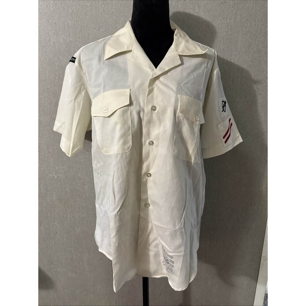 VTG 1994 US Navy Tropical Dress White Shirt USS Hue City CG-66 Petty Officer L